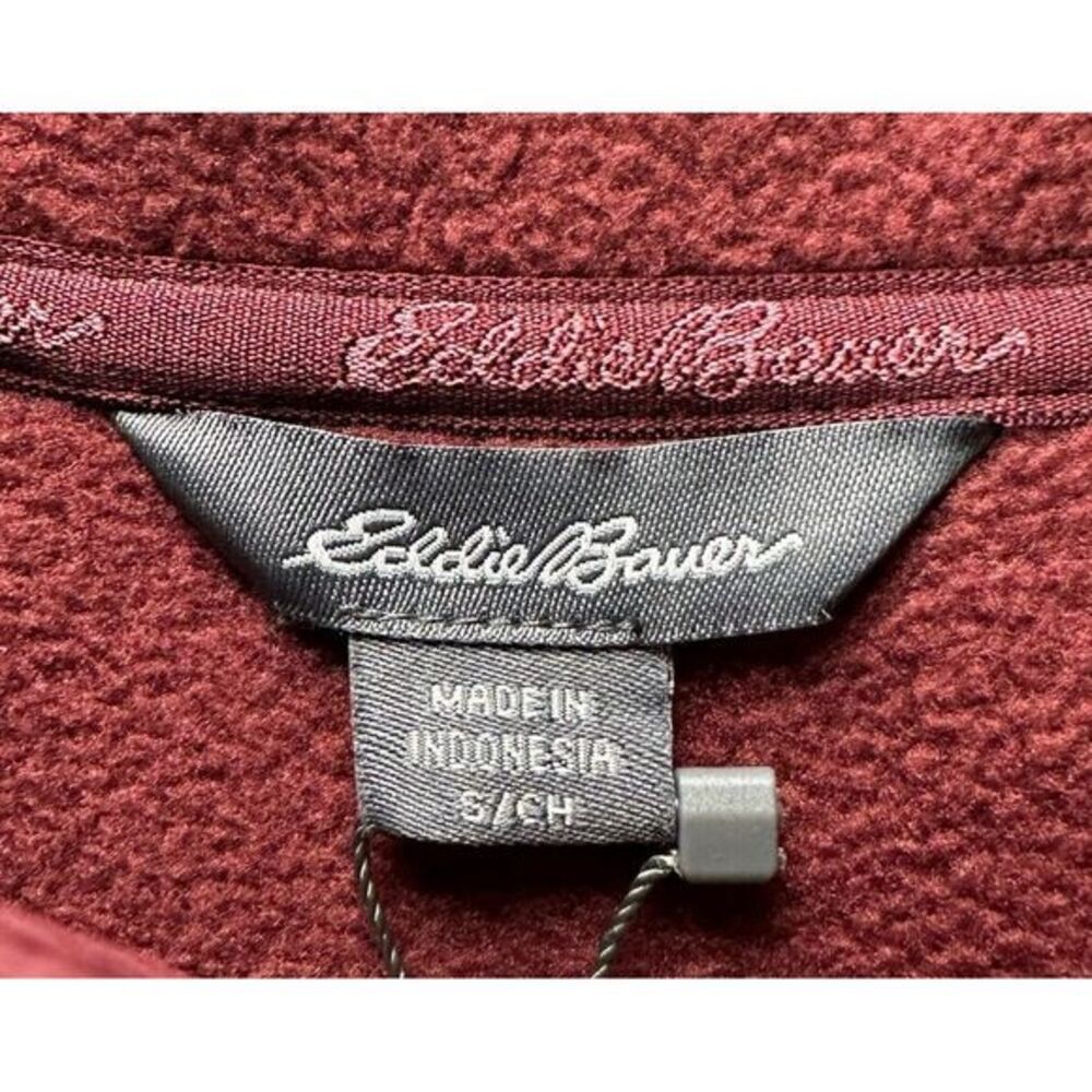 Eddie Bauer Sweater Mens Small Maroon Knit Fleece‎ Snap Pullover Classic Fit NEW - Picture 6 of 13